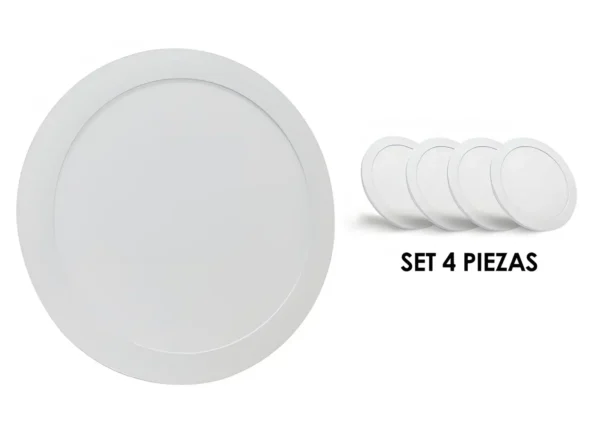 KARLUZ - LAMPARA DE TECHO PANEL REDONDA SET DE 4 PIEZAS UE:10 | 18W