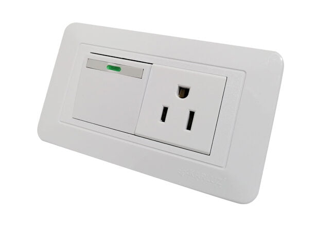 KARLUZ – INTERUPTOR + TOMA POLO A TIERRA – S-GREEN BLANCO