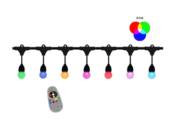 KARLUZ - EXTENSION DE BOMBILLOS DECORATIVA DE 12 BOMBILLOS RGB | 7.6mts